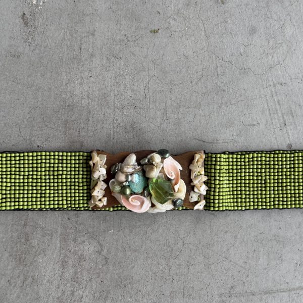 Green Beaded belt- size M/L Get your custom made- designed-by-you beaded belt today! Any color combination, any size! The artist is Jo Anne Brooks, Polio survivor and legendary designer! Message us now to inquire.
